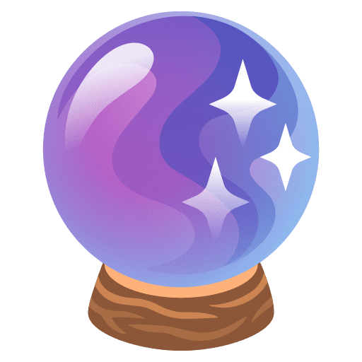 Shape reuse and gradient color in the crystal ball emoji.