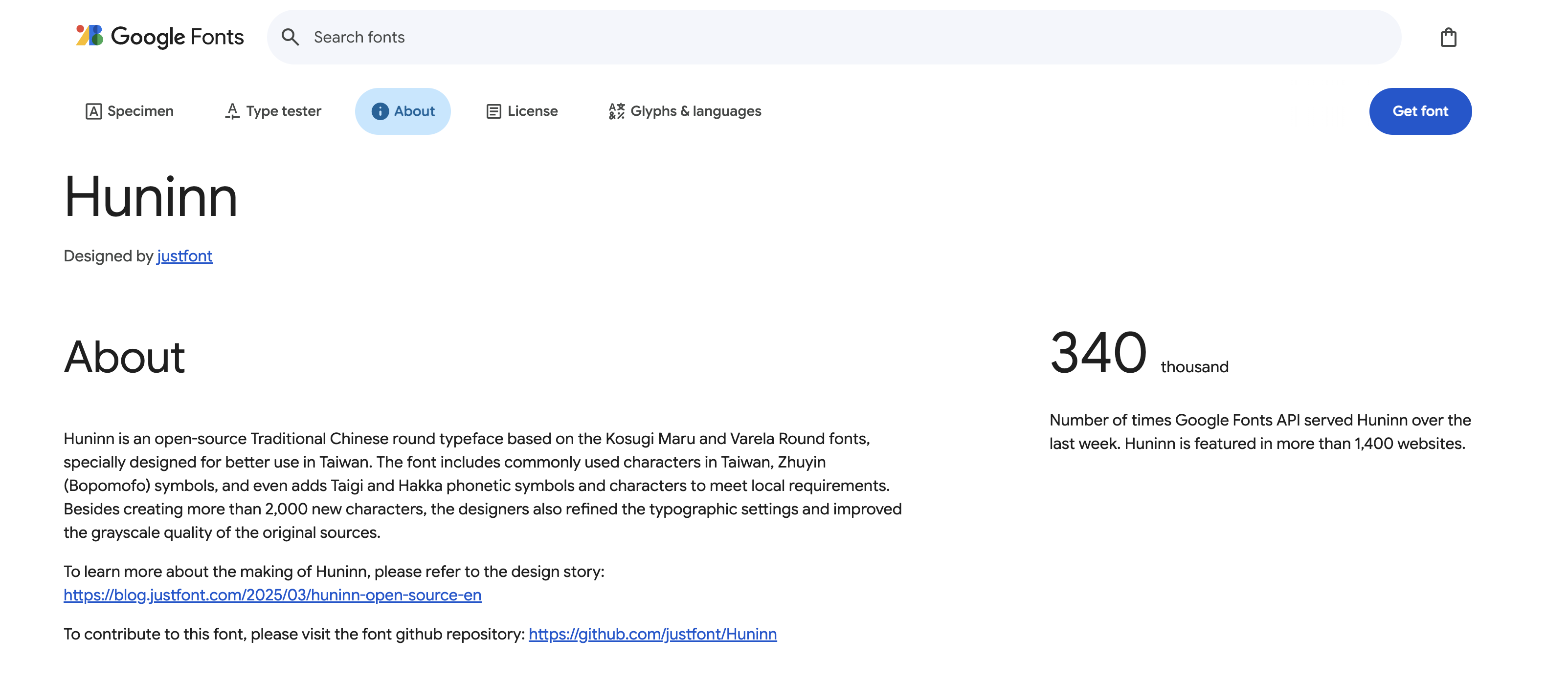 Open Huninn Google Font About